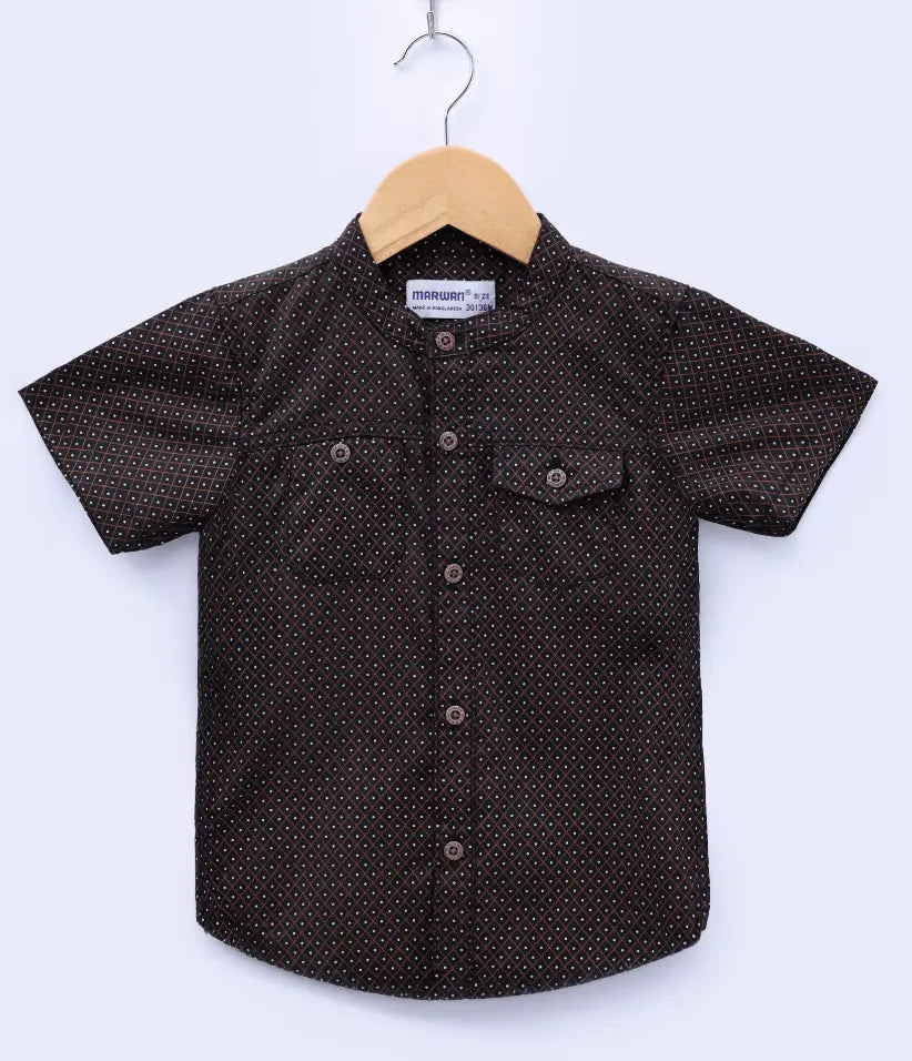 boys mandarin collar shirt front view