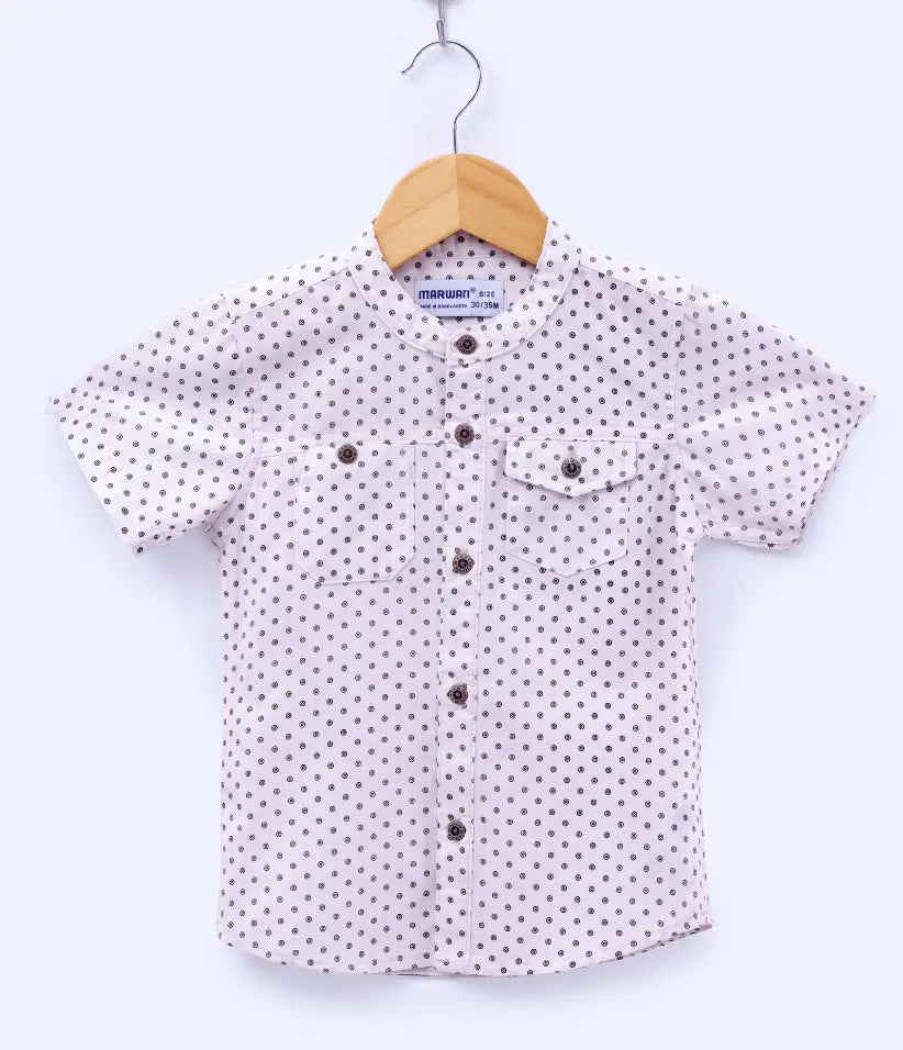 boys mandarin collar shirt front view