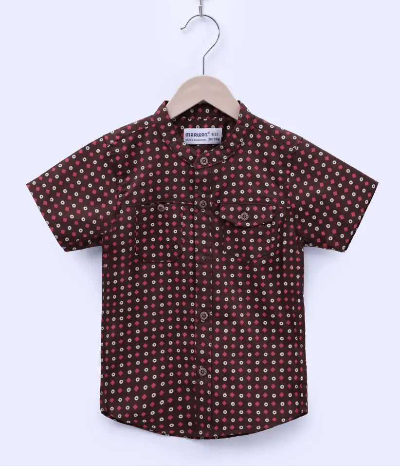 boys mandarin collar shirt front view