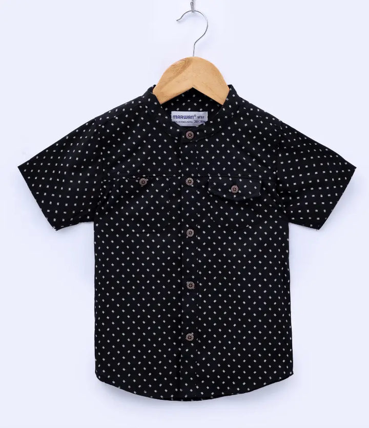 boys mandarin collar shirt front view