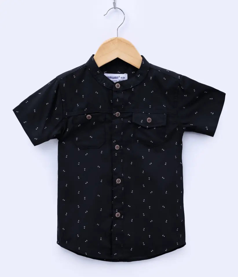 boys mandarin collar shirt front view