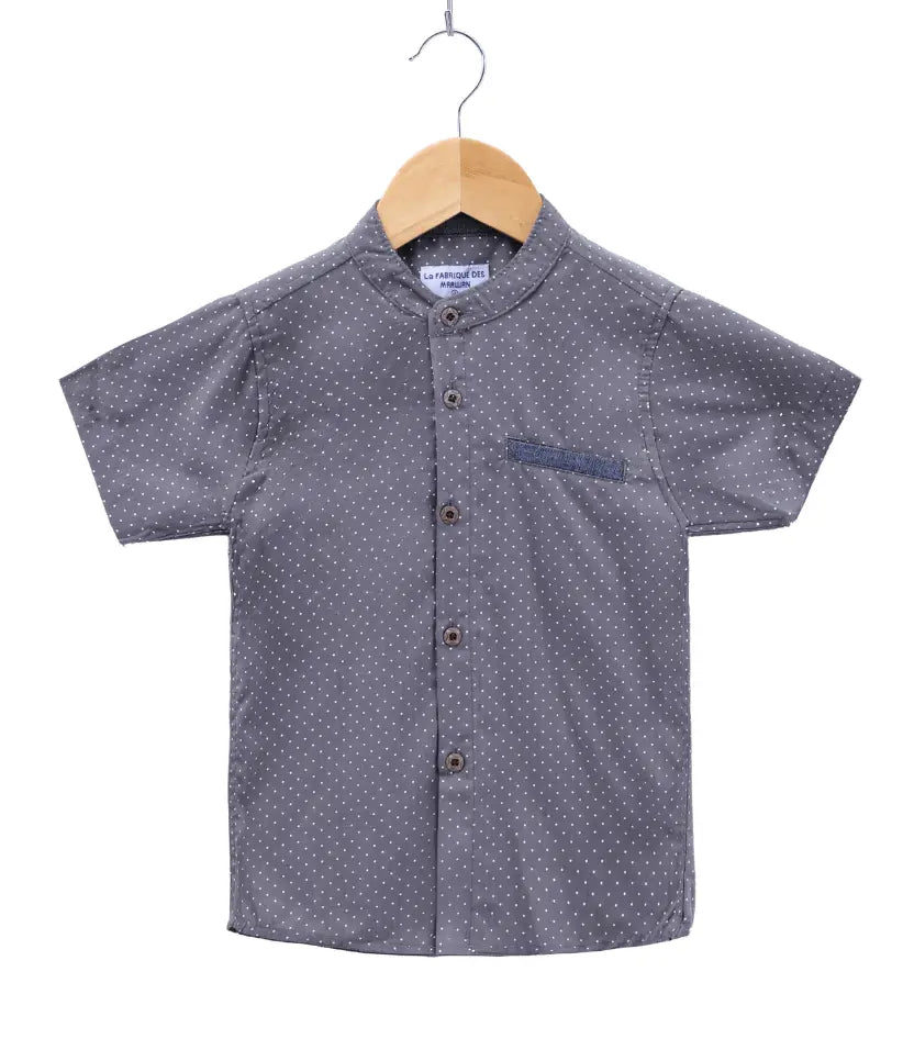 boys mandarin collar shirt front view