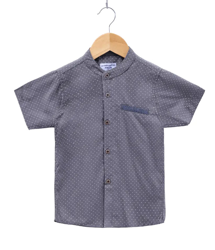 boys mandarin collar shirt front view