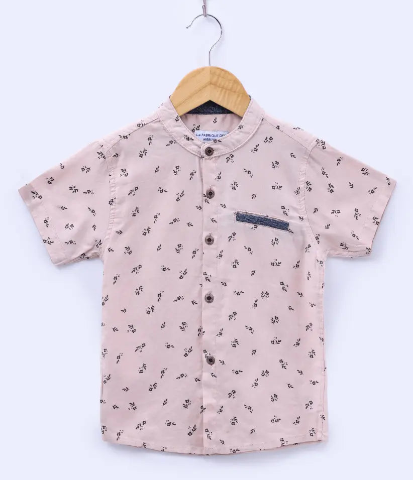 boys mandarin collar shirt front view#color_salmon