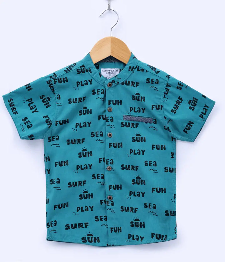 boys mandarin collar shirt front view