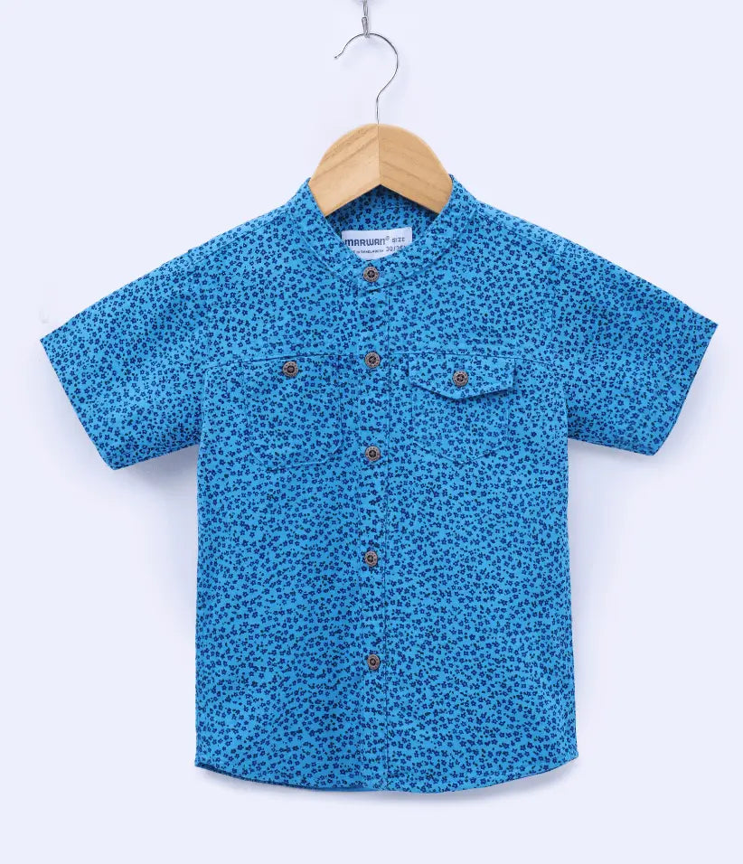 boys mandarin collar shirt back view