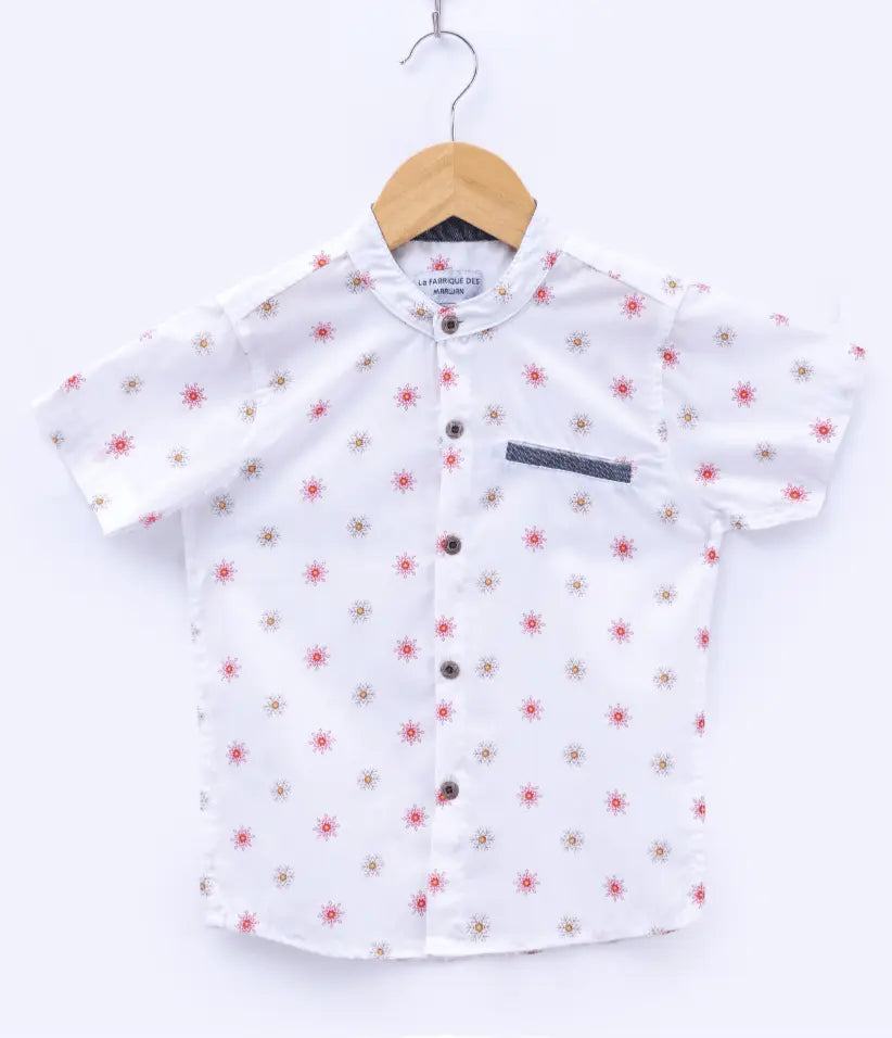 boys mandarin collar shirt front view