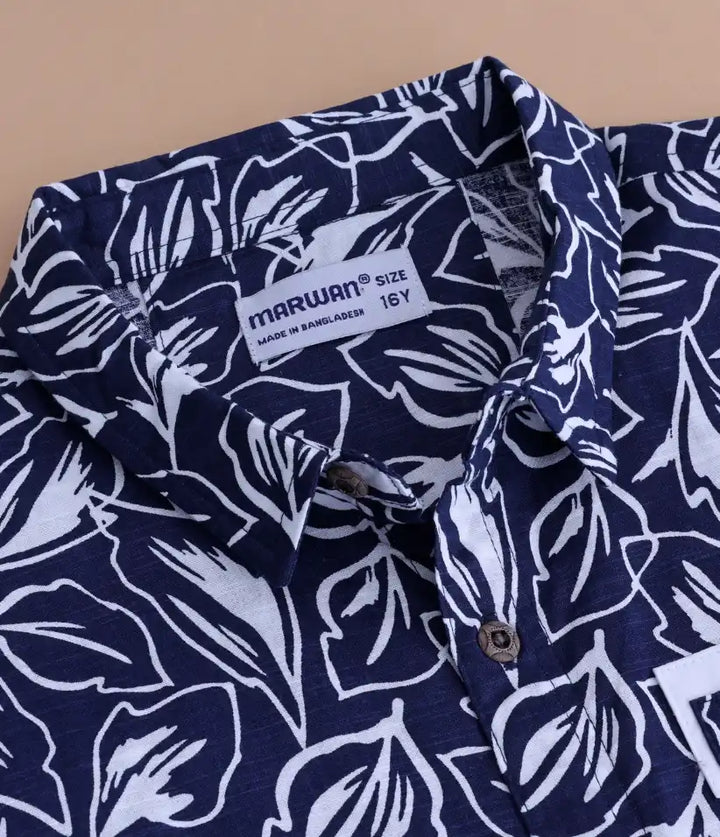 boys cotton hawaiian shirt and shorts set 9-16 years collar