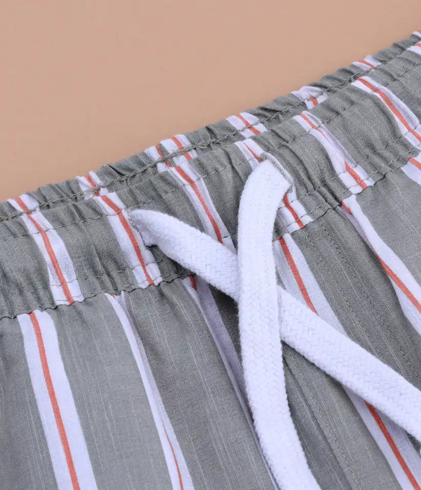 boys striped cotton co-ord set 9-16 years shorts view