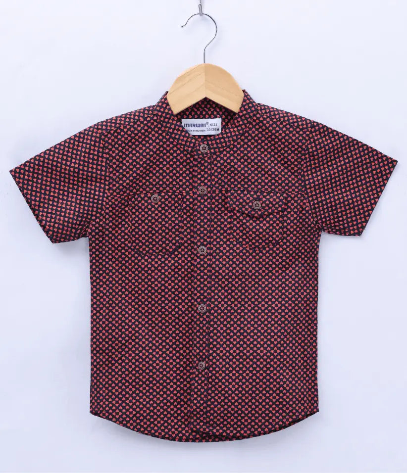 boys mandarin collar shirt front view