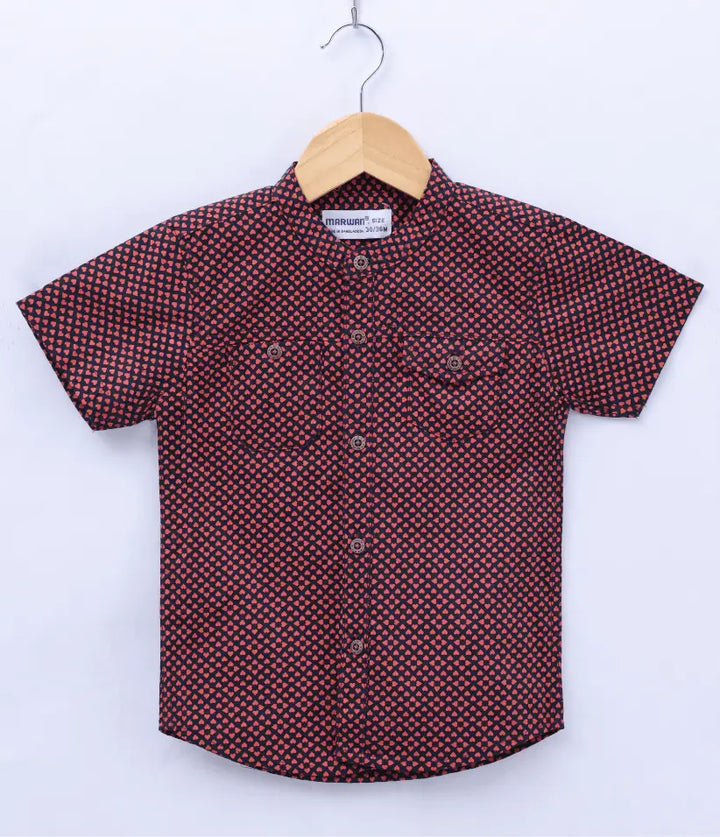 boys mandarin collar shirt front view
