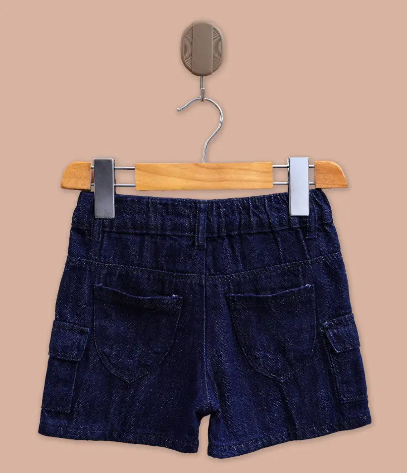 baby boys denim cargo shorts back view