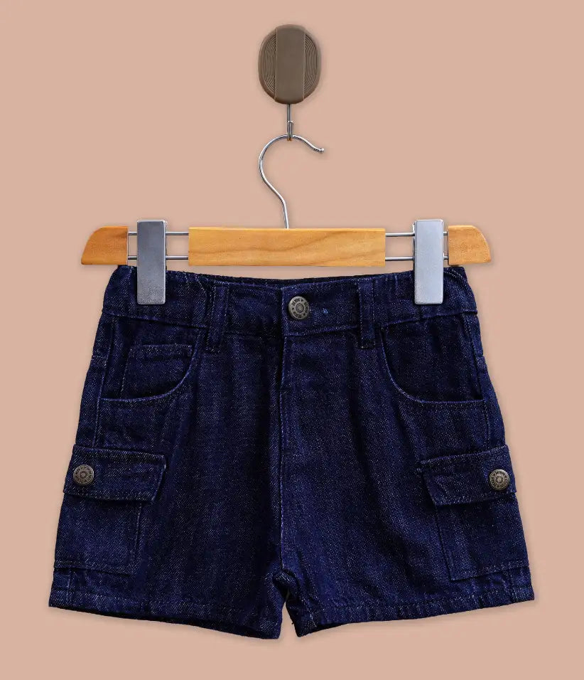 baby boys denim cargo shorts front view