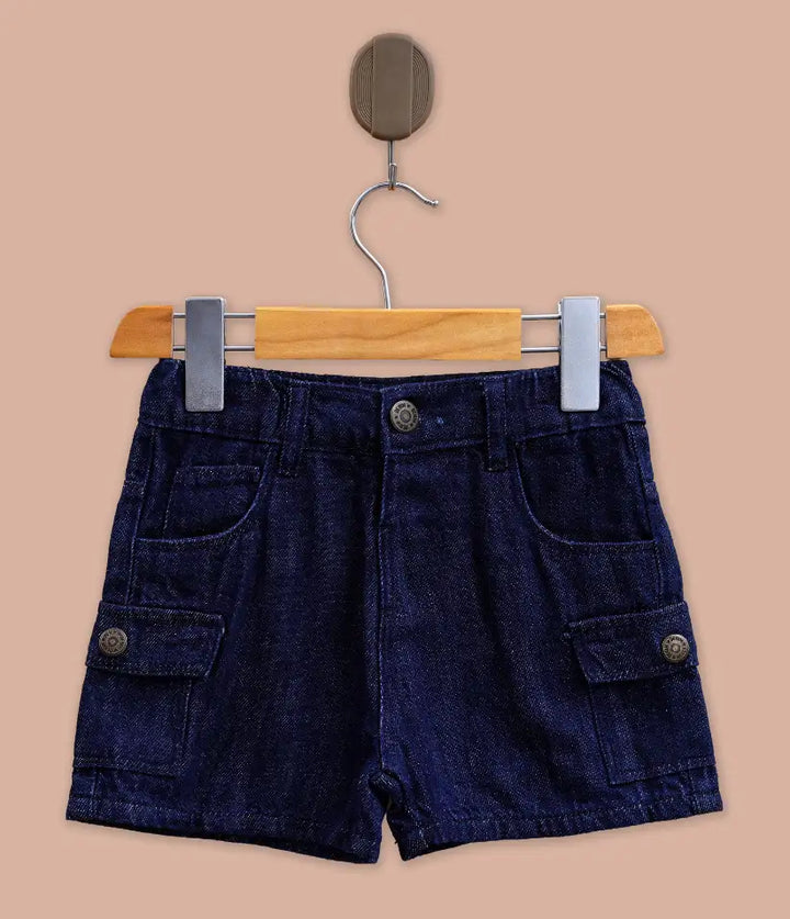 baby boys denim cargo shorts front view