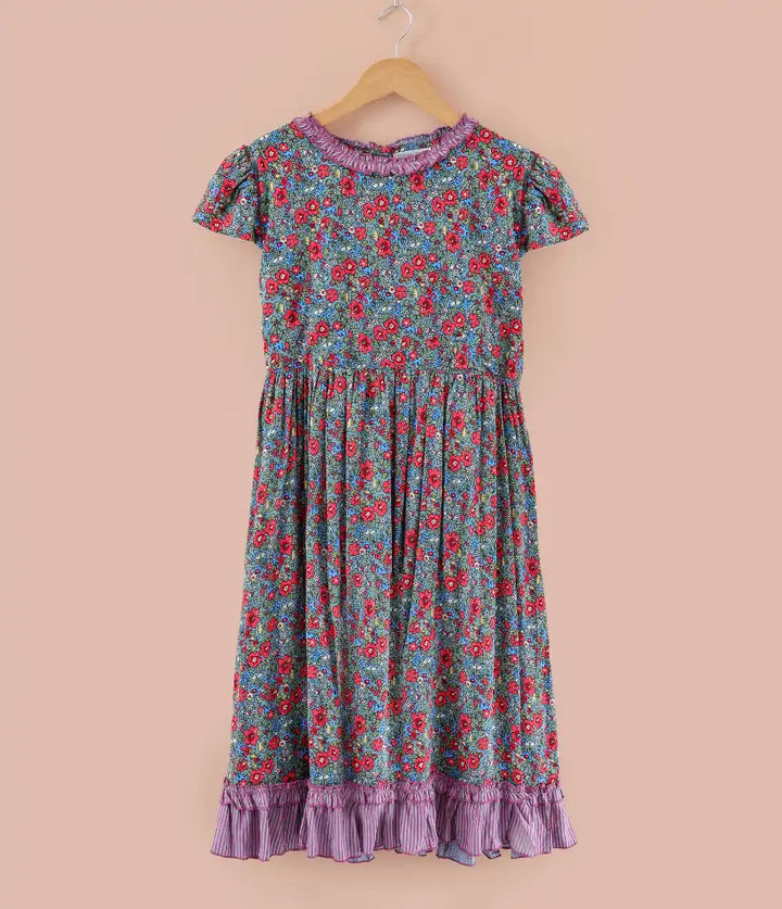 girls floral ruffle cotton dress