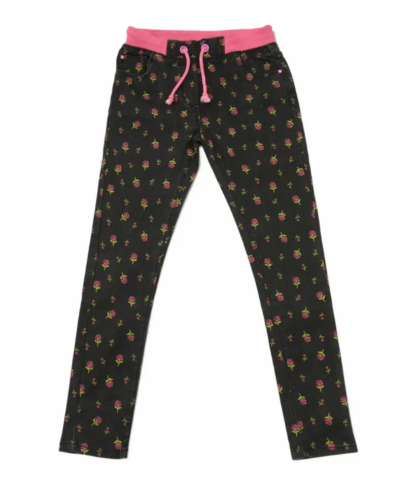 girls floral pull-on pants 9-16 years front view