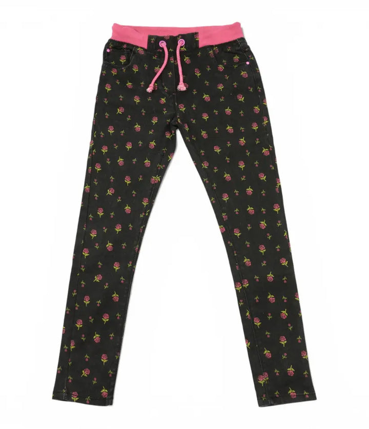 girls floral pull-on pants 9-16 years front view