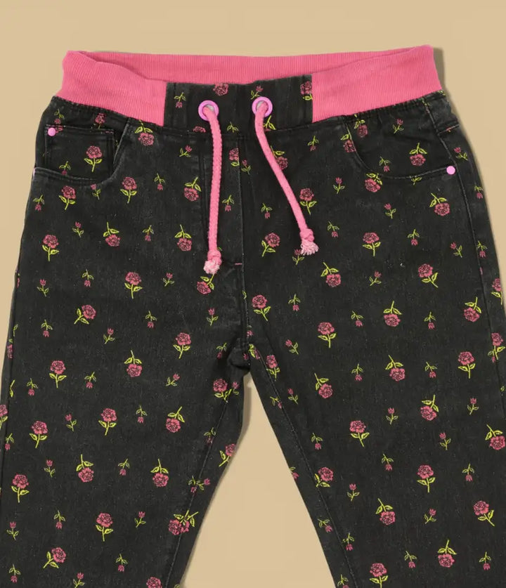 girls floral pull-on pants 9-16 years front view