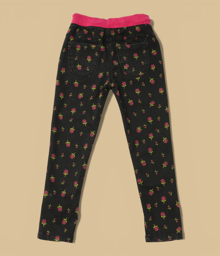 girls floral pull-on pants 3-8 years back view