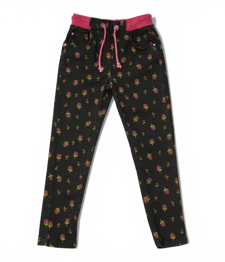 girls floral pull-on pants 3-8 years front view