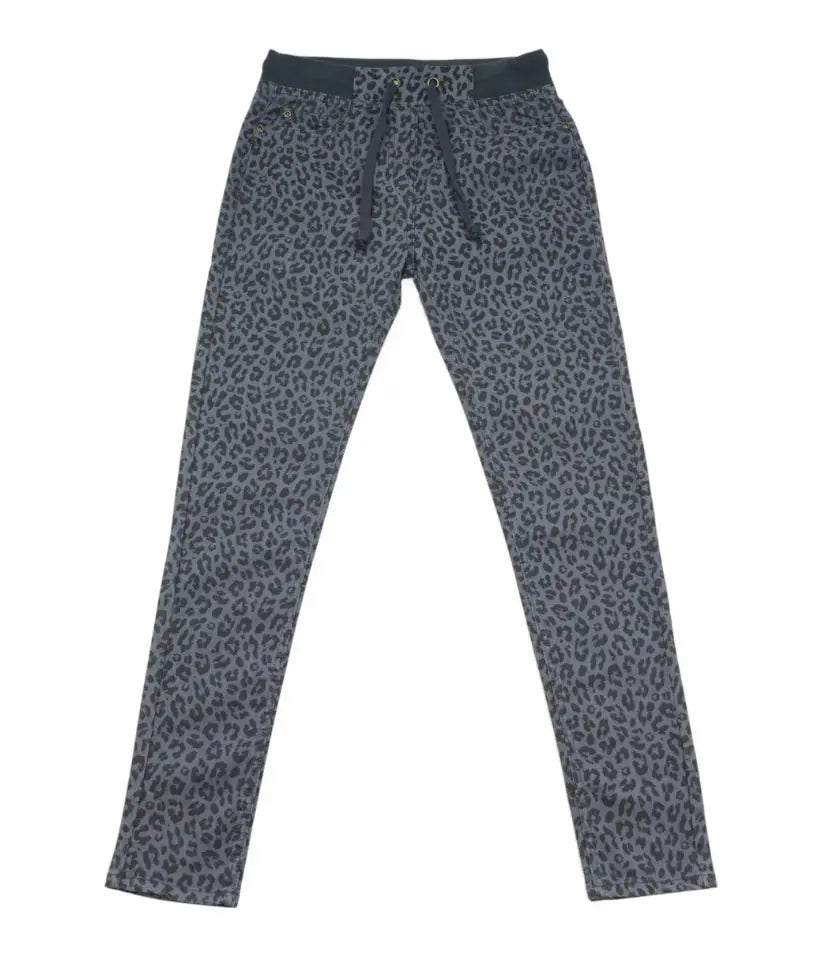 girls leopard pull-on pants 9-16 years front view