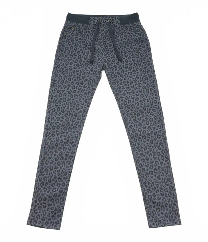 girls leopard pull-on pants 9-16 years front view