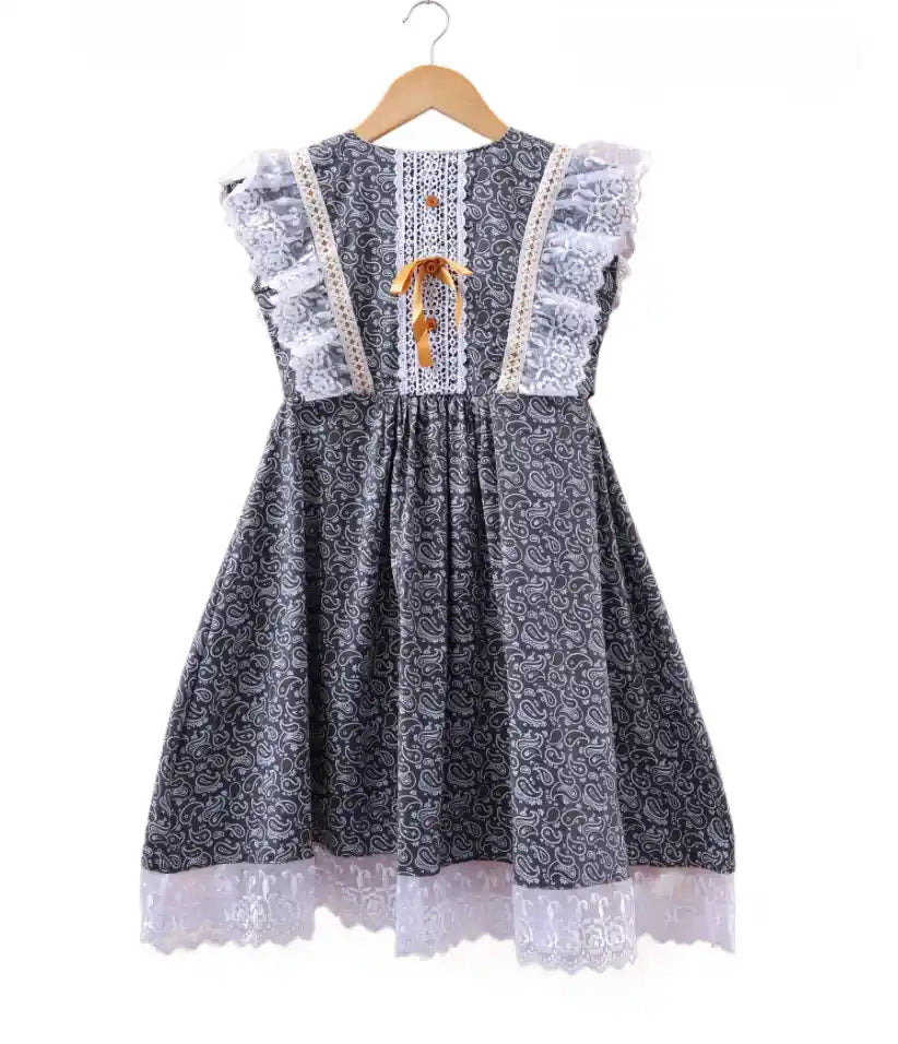 girls cotton lace dress 3-8 years#color_dark-grey