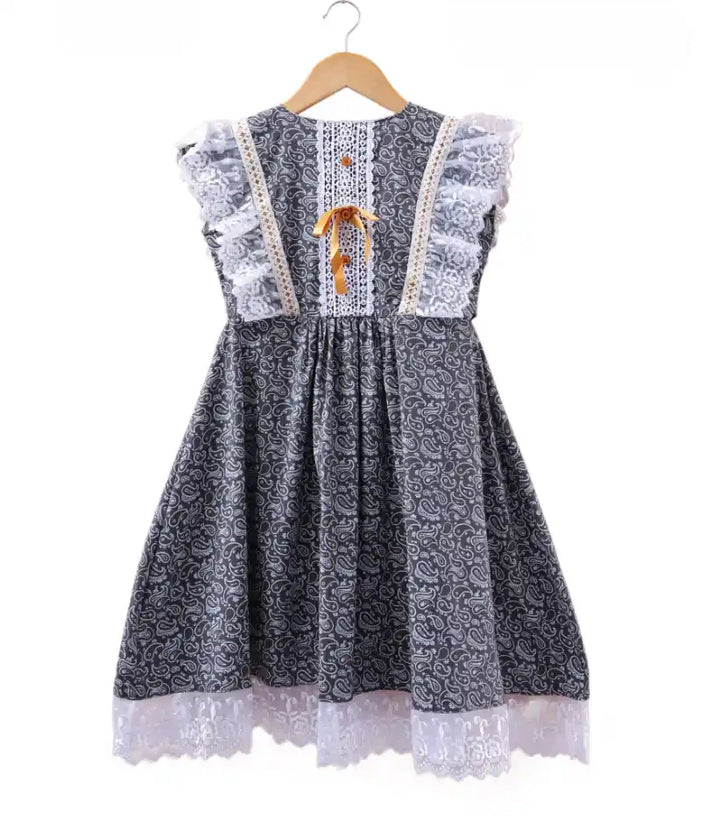 girls cotton lace dress 3-8 years