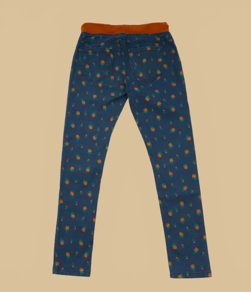girls floral pull-on pants 9-16 years back view