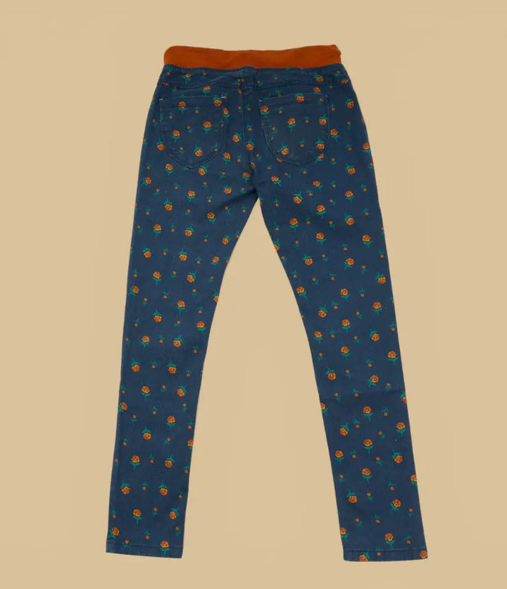girls floral pull-on pants 9-16 years back view