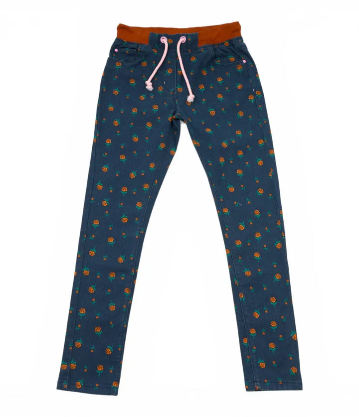 girls floral pull-on pants 9-16 years front view