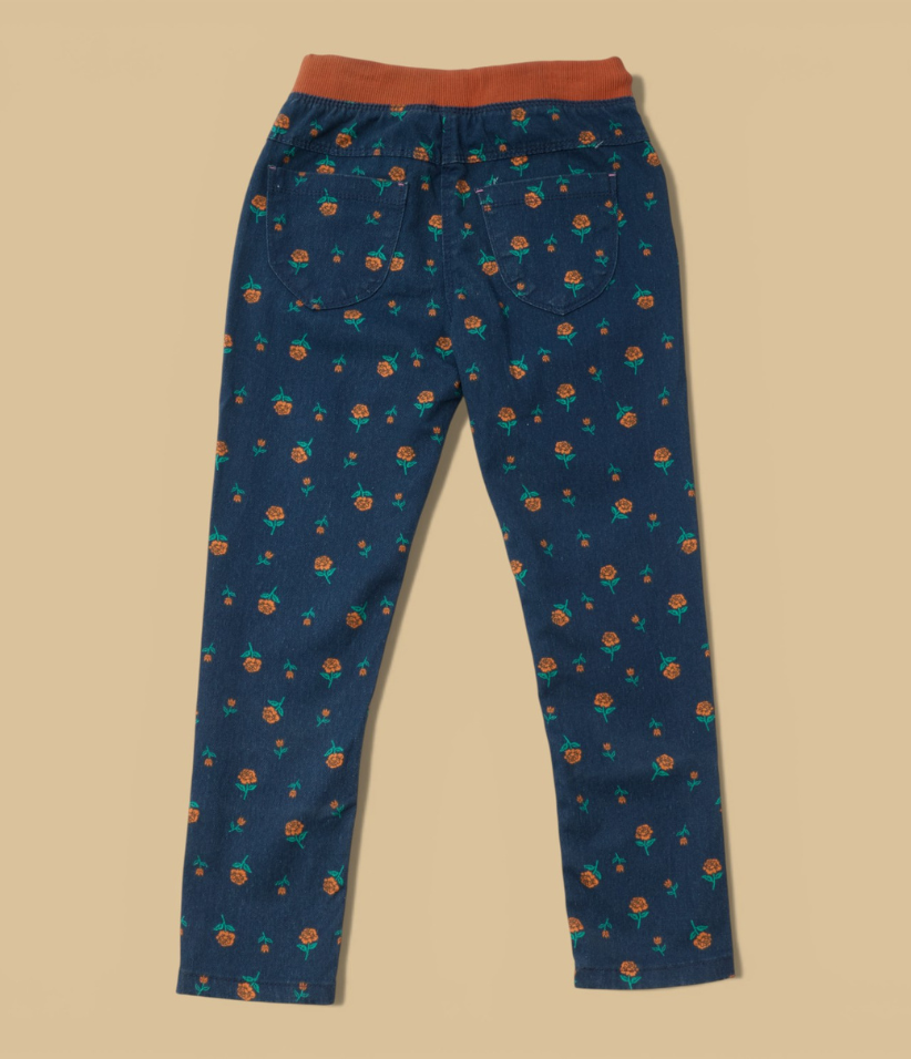 girls floral pull-on pants 3-8 years back view