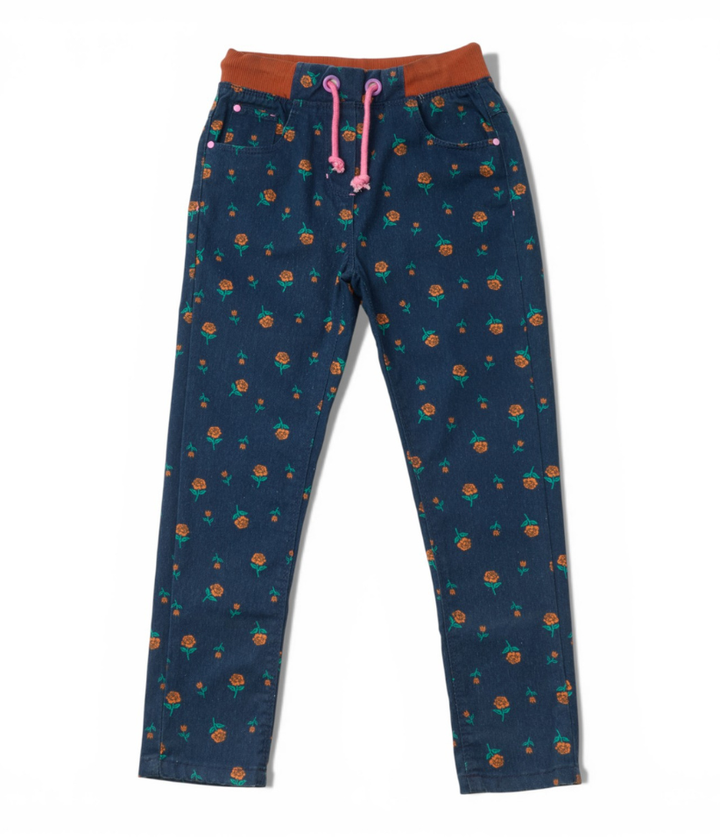 girls floral pull-on pants 3-8 years front view