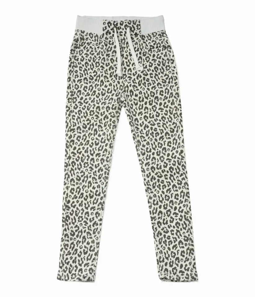 girls leopard pull-on pants 3-8 years front view