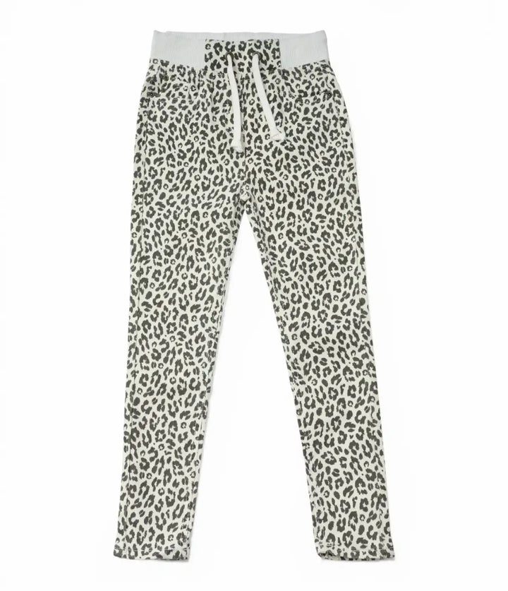 girls leopard pull-on pants 3-8 years front view