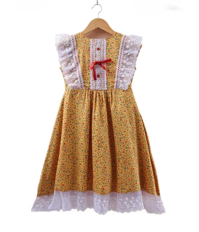 girls cotton lace dress 3-8 years