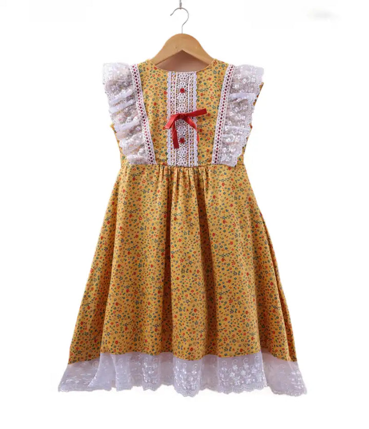 girls cotton lace dress 3-8 years