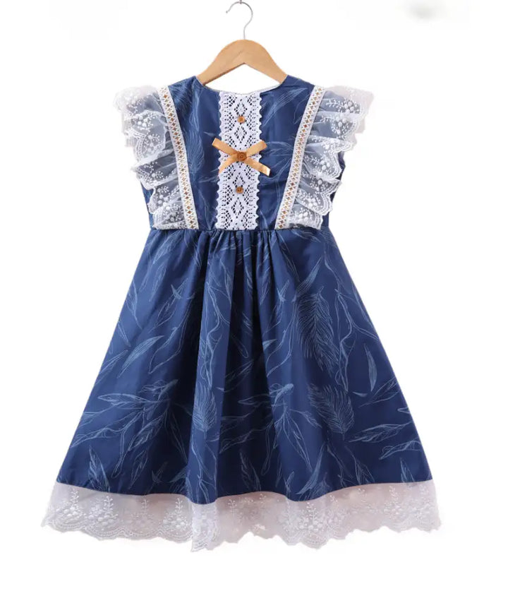 girls cotton lace dress 3-8 years