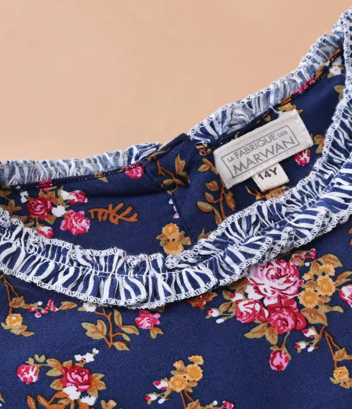 girls floral ruffle cotton dress