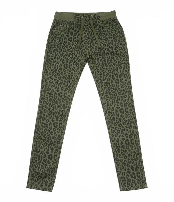 girls leopard pull-on pants 9-16 years front view