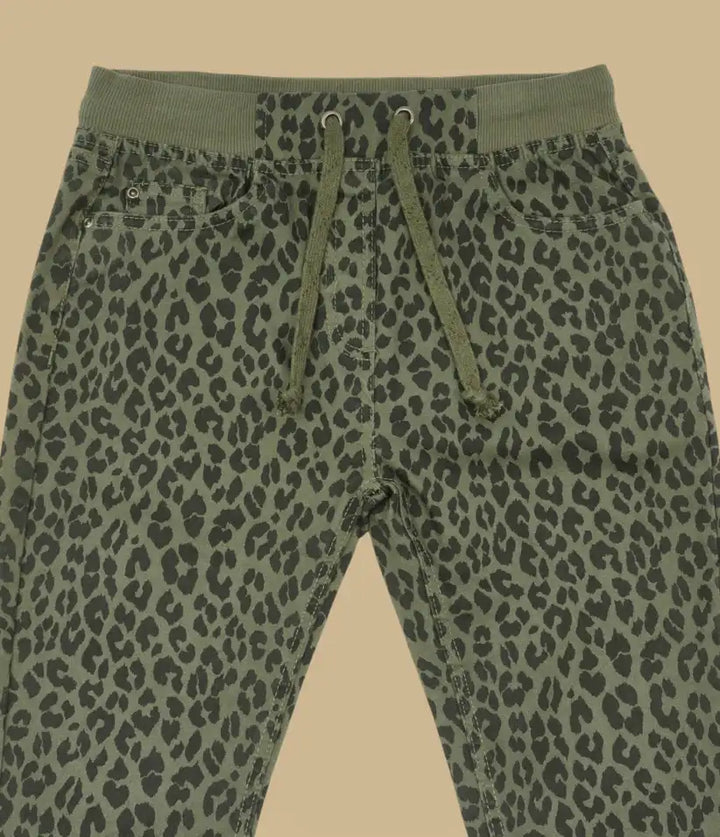 girls leopard pull-on pants 3-8 years front view