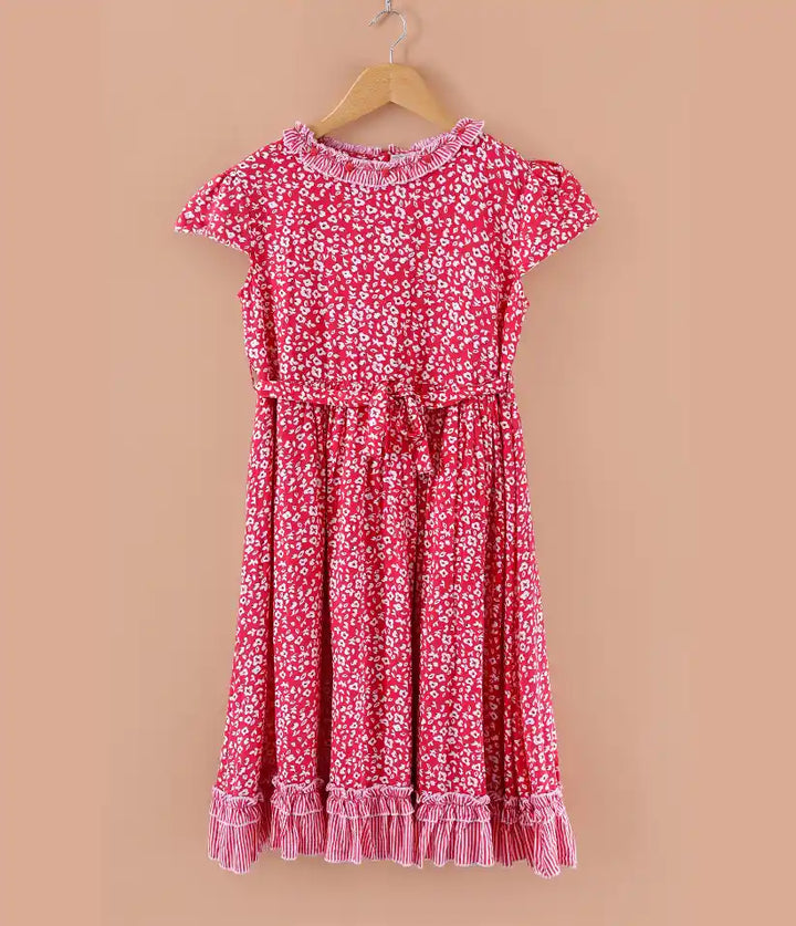 girls floral ruffle cotton dress