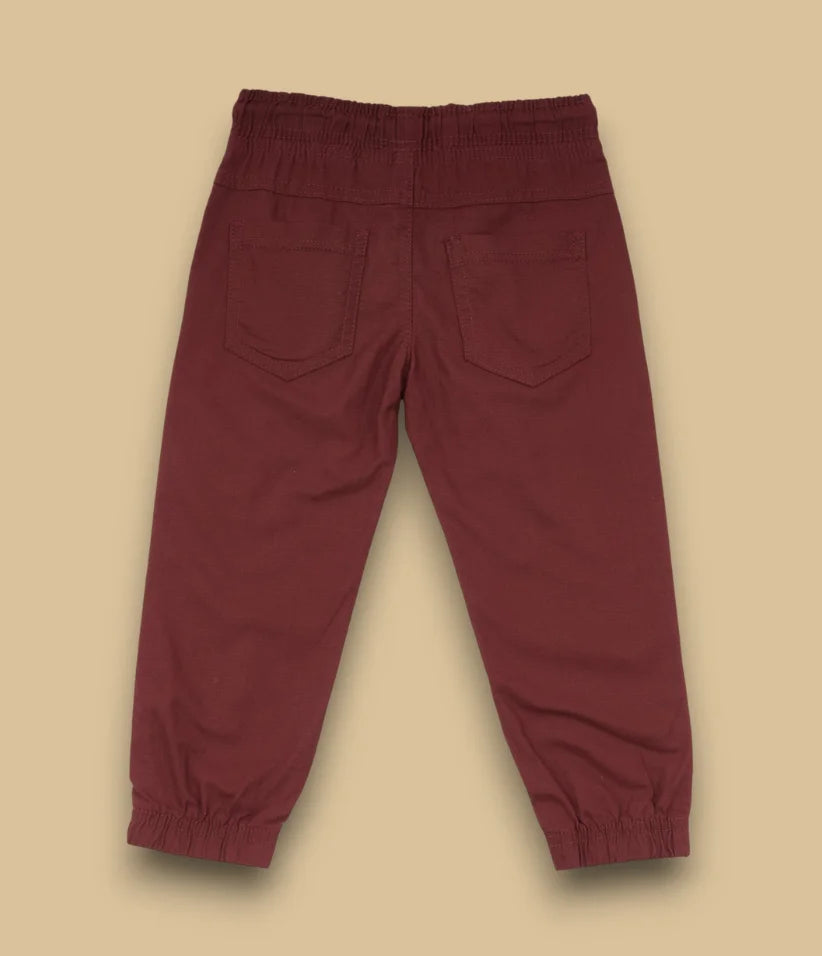 baby boys linen joggers#color_burgundy