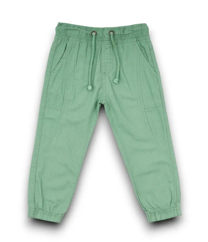 baby boys linen joggers front view
