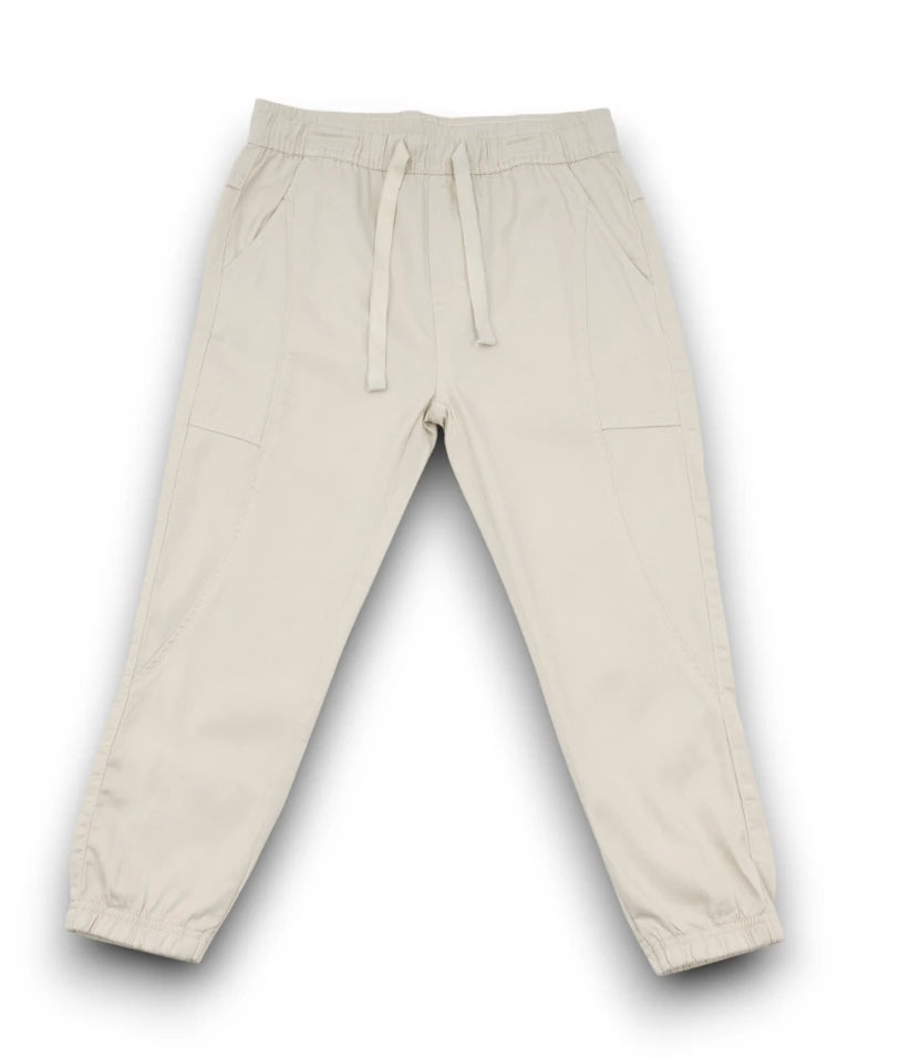 linen joggers front view#color_off-white